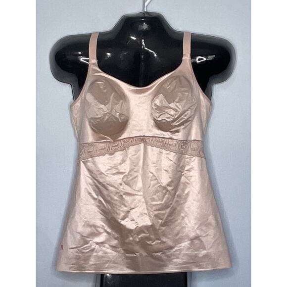 Ruby Ribbon Size 46 Tan Lace Second Skin Cami Tank Shaper Adjustable Straps - Picture 1 of 7